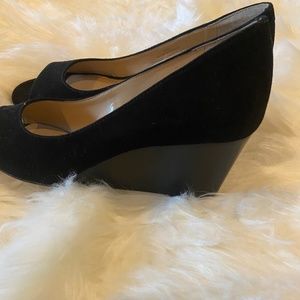 Talbots ladies black suede wedge heel size 5